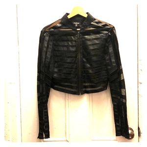 Crop Leather + Mesh Jacket